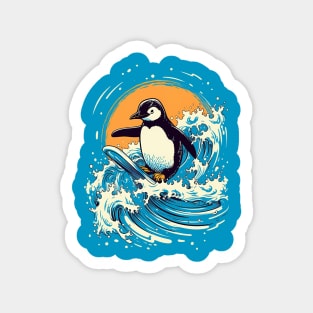 Penguin surfing Sticker